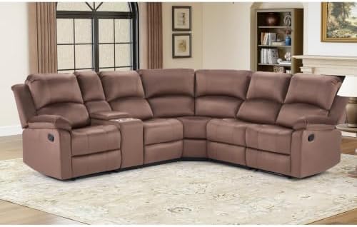 EBELLO Manual Reclining L-Shaped Sectional Sofa Set, Soft Microfiber Recliner by EBELLO