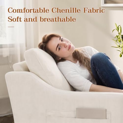 360° Swivel Accent Chair with High Back & Lumbar Support, Deep Seat - Image 6