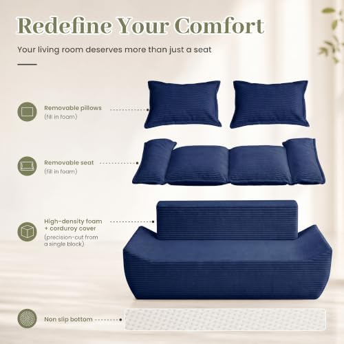 JUIKURY 55" Convertible Corduroy Sofa Bed, Boneless Foldable Loveseat Sleeper - Image 6