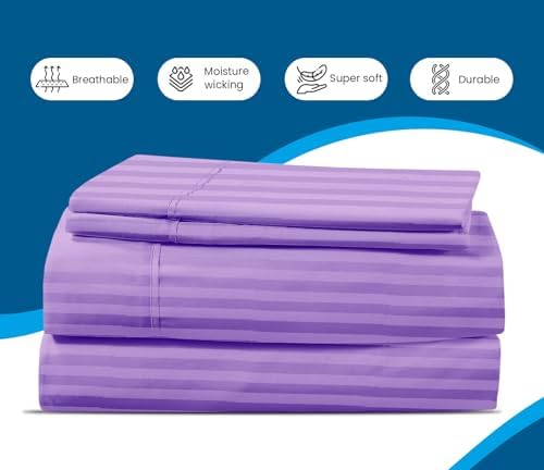 800 Series 100% Egyptian Cotton Sleeper Sofa Bed Sheet Set Stripe Queen Size - Image 5
