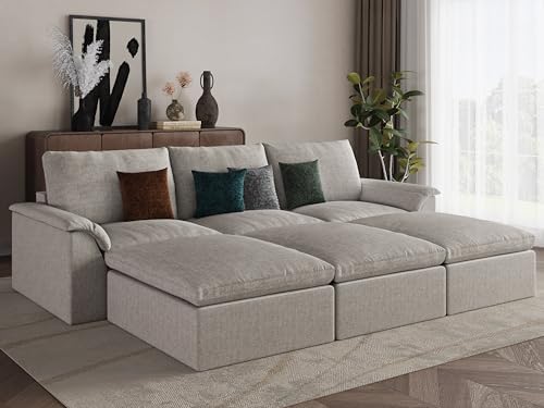 EASE MOOSE 115" Cloud Sleeper Sofa, Boneless Modular Couch by EASEMOOSE