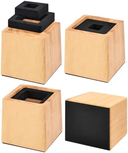 Wooden Bed Risers 4 Inch Heavy Duty, Support 2500 lbs by OYMVEKIK