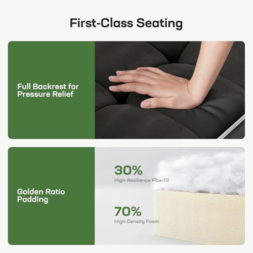 Marsail Futon Sleeper Sofa Bed, Convertible Pull Out Couch, Jet Black - Image 4