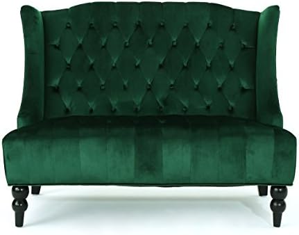 Modern Tufted Velvet Wingback Loveseat, Tufted Velvet 2 Seat Couch Sofas - Image 5