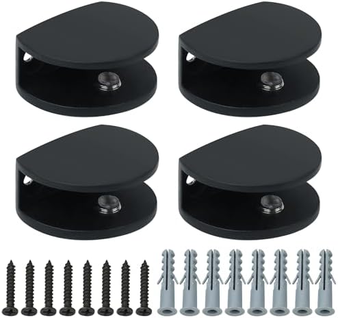 Alise Glass Shelf Brackets Black, Wall Clamps by Alise
