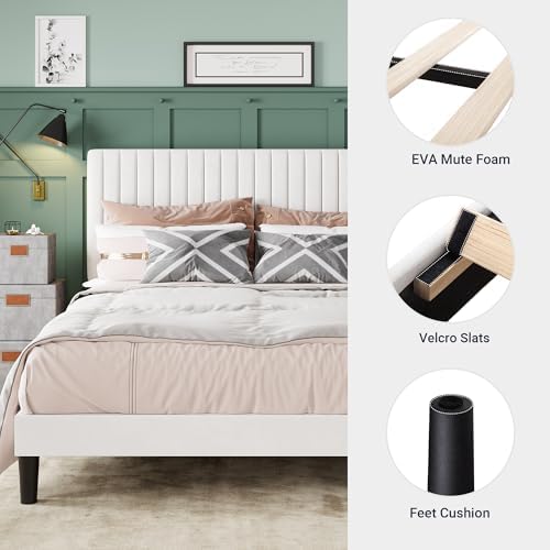 Allewie King Bed Frame, Velvet Upholstered Platform Bed - Image 5