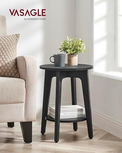 VASAGLE Round Side Table with Lower Shelf, End Table - Image 2