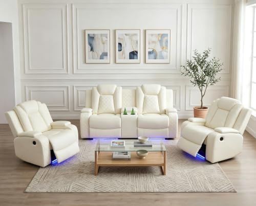 Power Recliner Sofa Set, Breathing Leather Reclining Couch Set, Leather by Unknown