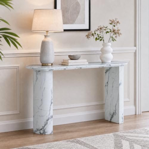 LKTART 55" Console Table, Faux Marble Entryway Table by LKTART