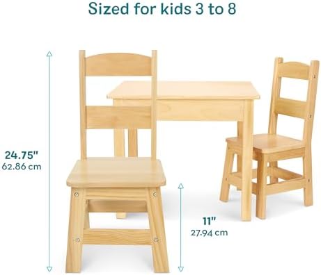 Melissa & Doug Solid Wood Table and 2 Chairs Playroom Furniture - Image 5