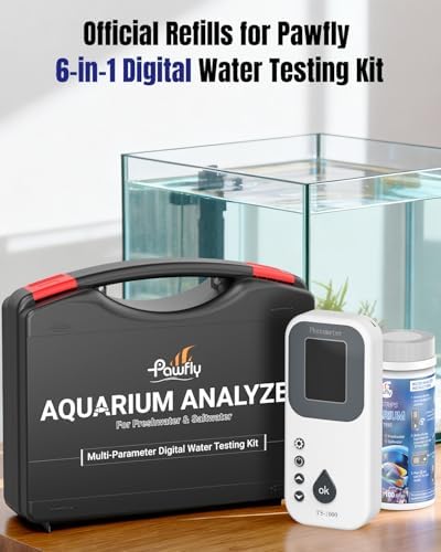 Pawfly 100 Pcs Aquarium Test Strips 6 in 1 Digital Water Testing Kit, Fish Tank - Image 2