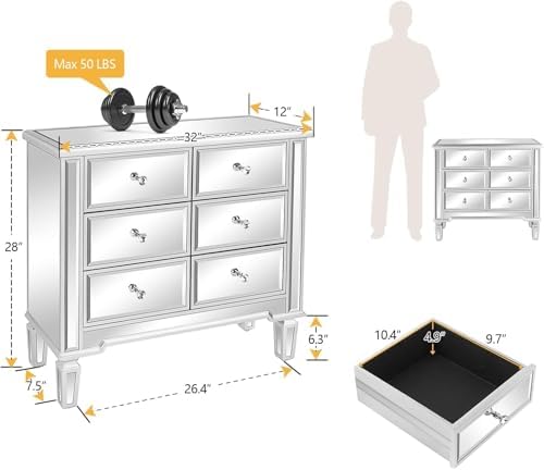 VINGLI Mirrored Dresser for Bedroom - Image 3