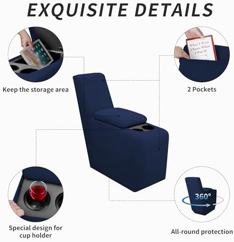 Easy-Going 2-Piece Recliner Console Cover Navy - Image 3