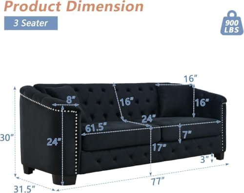 3-Seater Chesterfield Sofa Set of 2 - Image 2