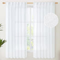 YoungsTex White Linen Curtains 52 X 63 Inch Length 2 Panels by YoungsTex