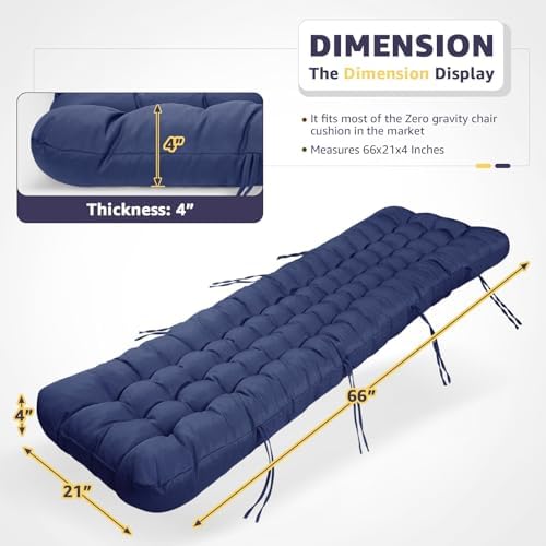 Patio Lounge Chair Cushion, Waterproof Zero Gravity Chair Cushions - Image 2