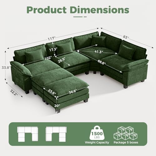CDCASA 117" Oversized Modular Sectional Sofa - Image 2