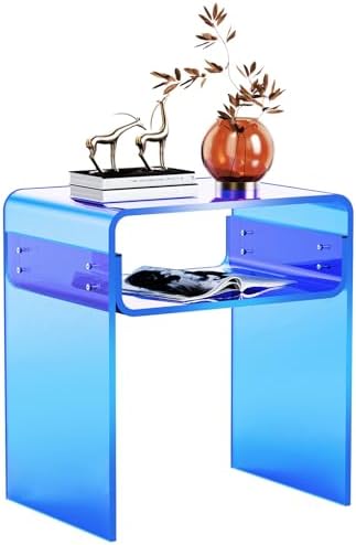 Clear Acrylic End Table 2-Tier Bedside nightstand by SolaroundAcrylicFurniture