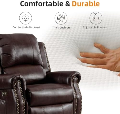 CANMOV Power Reclining Sofa Set, Faux Leather Electric Recliner Loveseat and 2 - Image 5