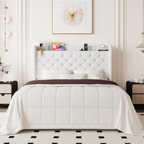 Allewie Full Size Bed Frame, Storage Headboard & Charging Station by Allewie