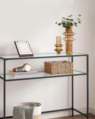 VASAGLE 39.4 Inchs Console Sofa Table, Tempered Glass, 2 Shelves - Image 5