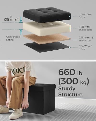 SONGMICS 30 Inches Storage Ottoman, Foldable Bench - Image 4