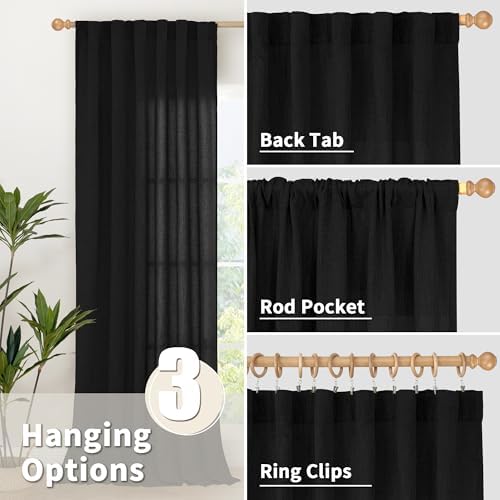 YoungsTex Black Linen Curtains 40 Inches Long - Image 5