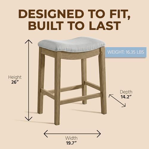 ROME + OAK Parker 26 Inch Counter Stool, Backless Saddle, Natural Finish - Image 2