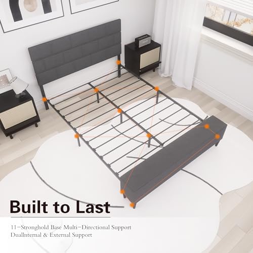 Full Size Bed Frame with Storage Ottoman, Platform Bed Frame with Headboard - Image 6