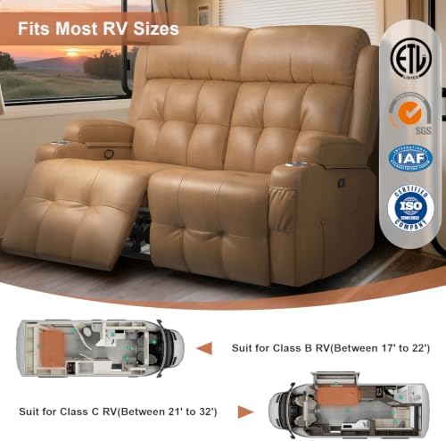 RV Loveseat Recliner Sofa, Wall Hugger Reclining RV Couch - Image 6