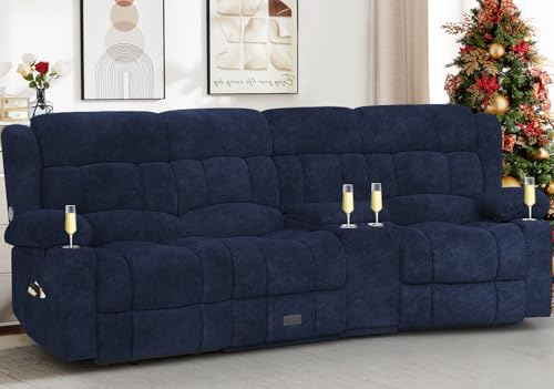 Dresegmt Recliner Sofa with Storage Console, Flip Middle Backrest Design by Dresegmt
