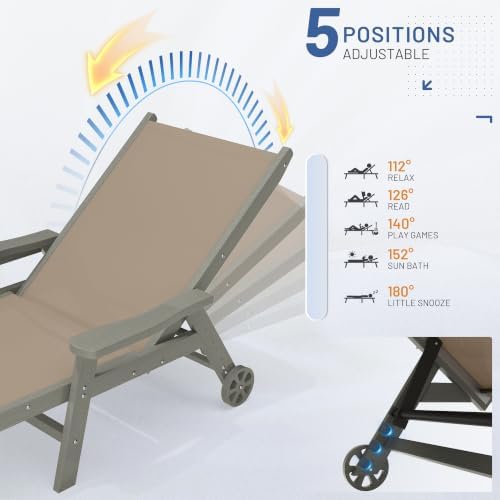 AreShark HDPE Patio Chaise Lounge Chair - Image 4