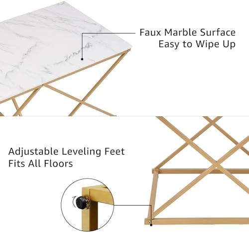Modern Nesting Coffee Table Set of 3, Faux Marble Top - Image 6