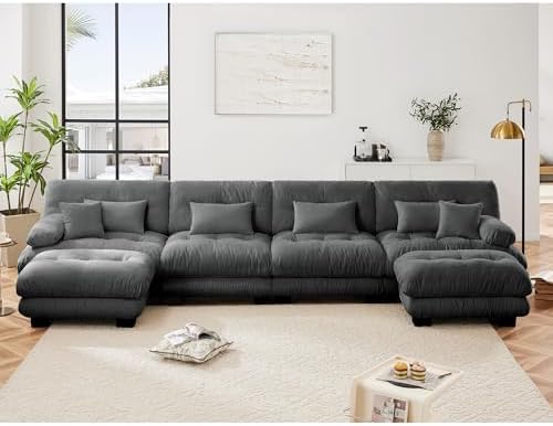 Modular Sectional Sofa for Living Room, Oversized 4 Seater Grey Sectional - Image 3