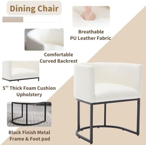 HNY Mid Century Modern Upholstered Barrel Dining Chairs - Image 4