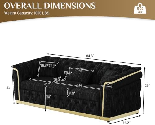 84.8" Velvet Chesterfield Sofa - Image 2