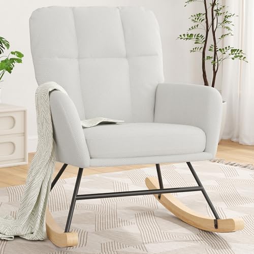 Nursery Rocking Chair, Upholstered Glider Rocker by AYEASY