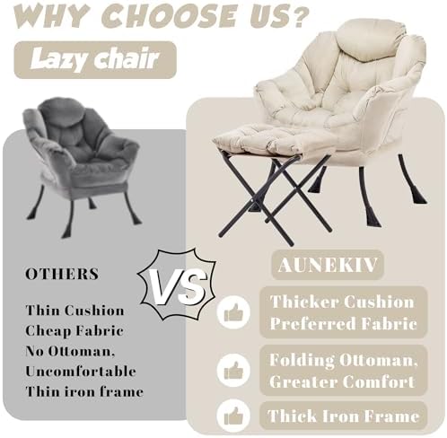 Lazy Chair with Ottoman, Comfy Reading Chair - Image 5