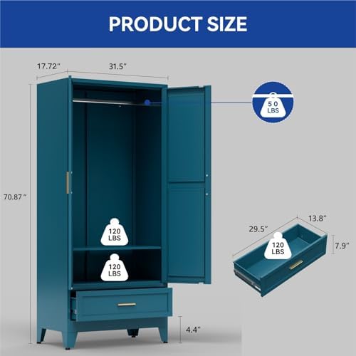 COFaR Metal Armoire Wardrobe Closet - Image 3