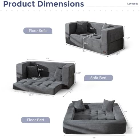 MAXYOYO Folding Sofa Bed, Convertible Boneless Loveseat Couch - Image 2