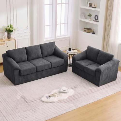 Boneless Couch Sets, Modern 3 Seater Sofa and Loveseat Sofa, Floor Cloud Couch by UMBFUN