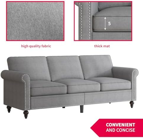 MUZZ 3PCS Sofa Set for Living Room, Modern Linen Couch Set - Image 6