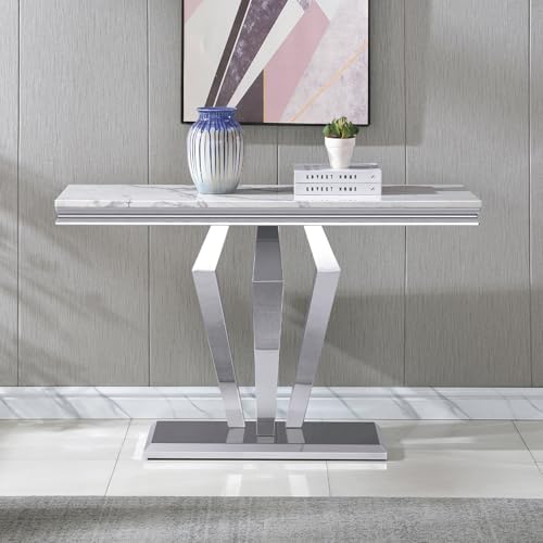 Henf 3 Piece Living Room Table Set, Faux Marble Coffee Table & Console Table & - Image 4
