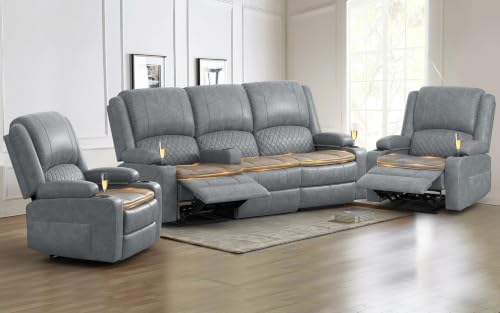 3+1+1 Seater Reclining Sofa Set, Reclining Couch Wall Hugger by SavortheHappyMoments