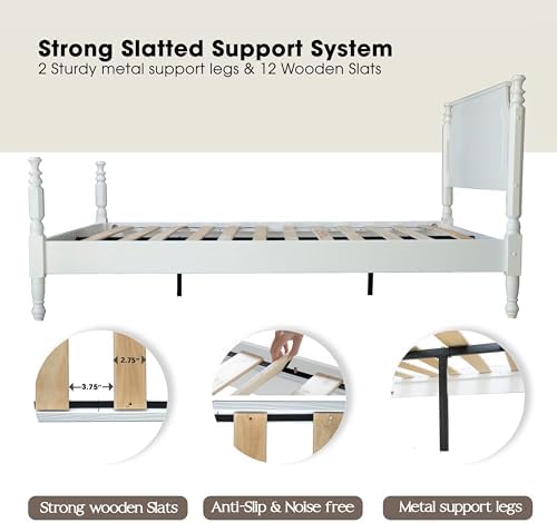 Solid Wood Queen Size Platform Frame, Headboard & Footboard, No Box Spring - Image 6