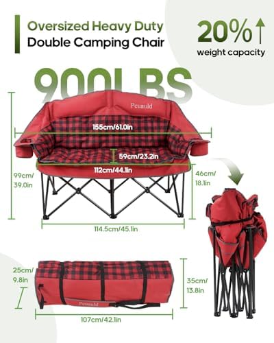 Padded Double Camping Chair Loveseat Oversized Camping Couch - Image 2