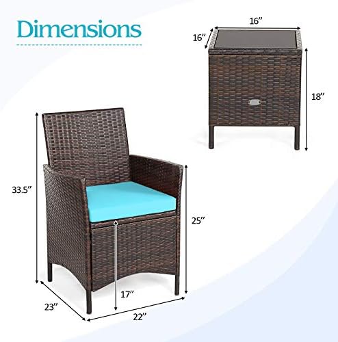 Tangkula 3-Piece Patio Conversation Set, Wicker Chairs - Image 4