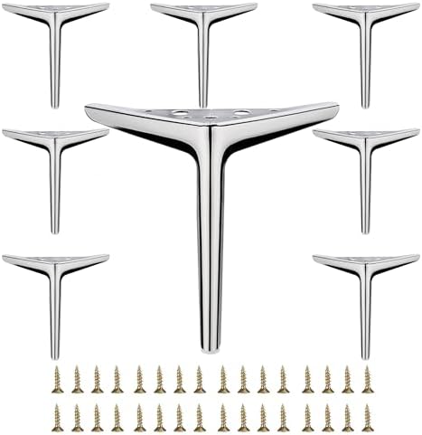 7 inch/18cm Shiny Chrome Metal Furniture Legs Set of 8 by Smaxcn