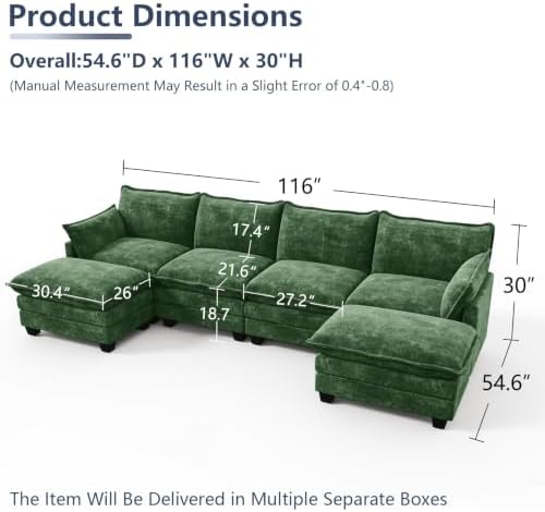 U Shaped Modular Sectional Couch, Comfy Sofa - Image 2