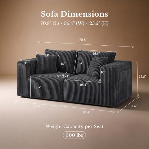 Maywish Modular Boneless Couch 70 Inch, Sectional Loveseat - Image 2